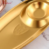 Stainless Steel Dinner Plates Restaurant Gold Serving Tray Round Dessert Cake Snack Dish Silver Storage Plate for Wedding Party