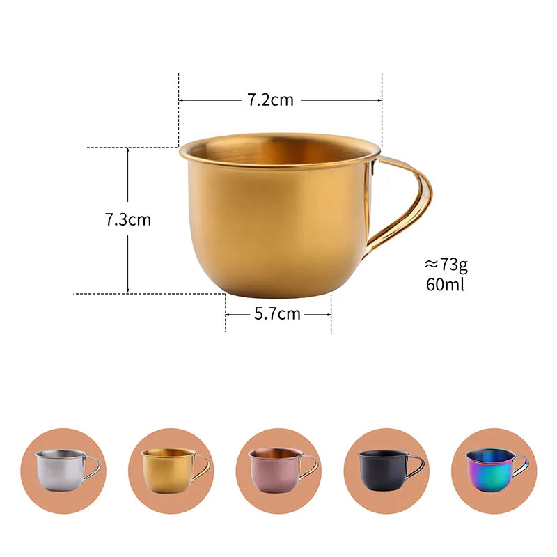 Custom logo Gold Portable Travel Drinking Cups Shot Glass with Black Cheap Stainless Steel Mini Wine Cup Set