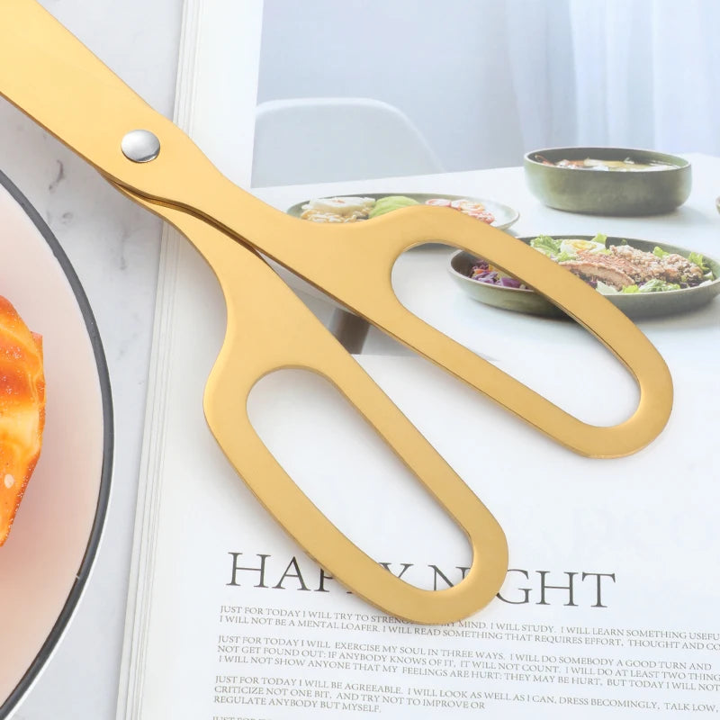 Kitchen Baking Tool Stainless Steel Food Tongs BBQ Tongs Metal Bread Tongs