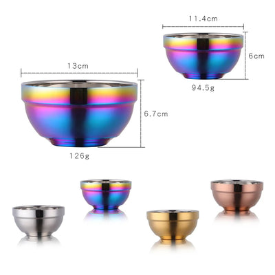 Tableware Insulated Double Walled Polished Rose Gold 304 Stainless Steel Round Rice Bowls