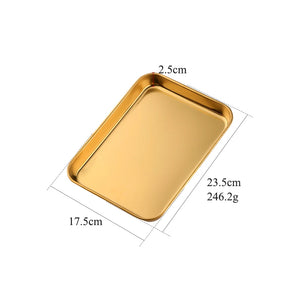 Multi Function BBQ Baking Tray Wholesale Stainless Steel Food Grade Serving Tray Silver Metal Plate for Meat and Food