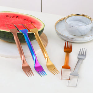 Creative Cartoon Animal Shape Fork and Spoon Set Stainless Steel Long Handle Spoon Fork