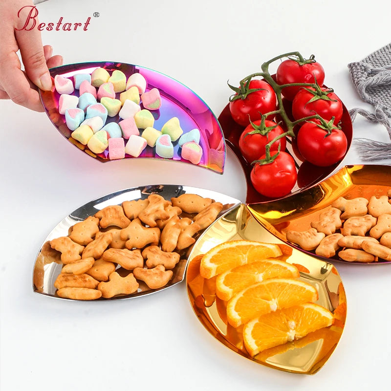 Kitchen Dinner Candy Plates Stainless Steel Creative Dessert Snacks Dishes for Restaurant