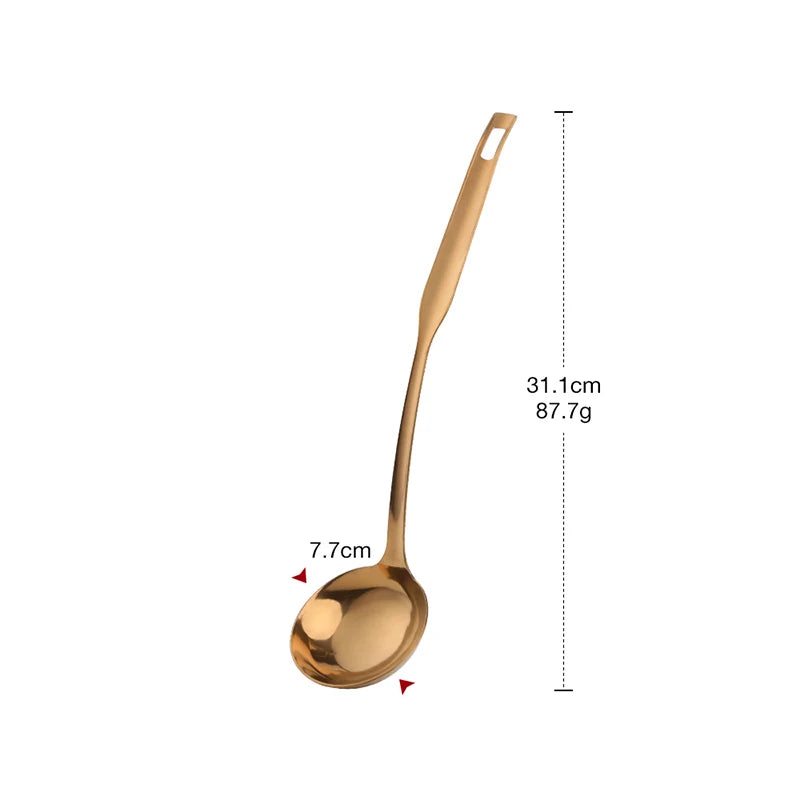 Metal Soup Ladle, 18/8 Stainless Steel Ladle Spoon And Strainer Scoop Set With Holes, Cooking Utensil For Kitchen