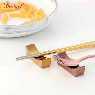 Custom Logo Restaurant Gold Chopstick Stand Metal Chopstick Holder Stainless Steel Chopstick Rest