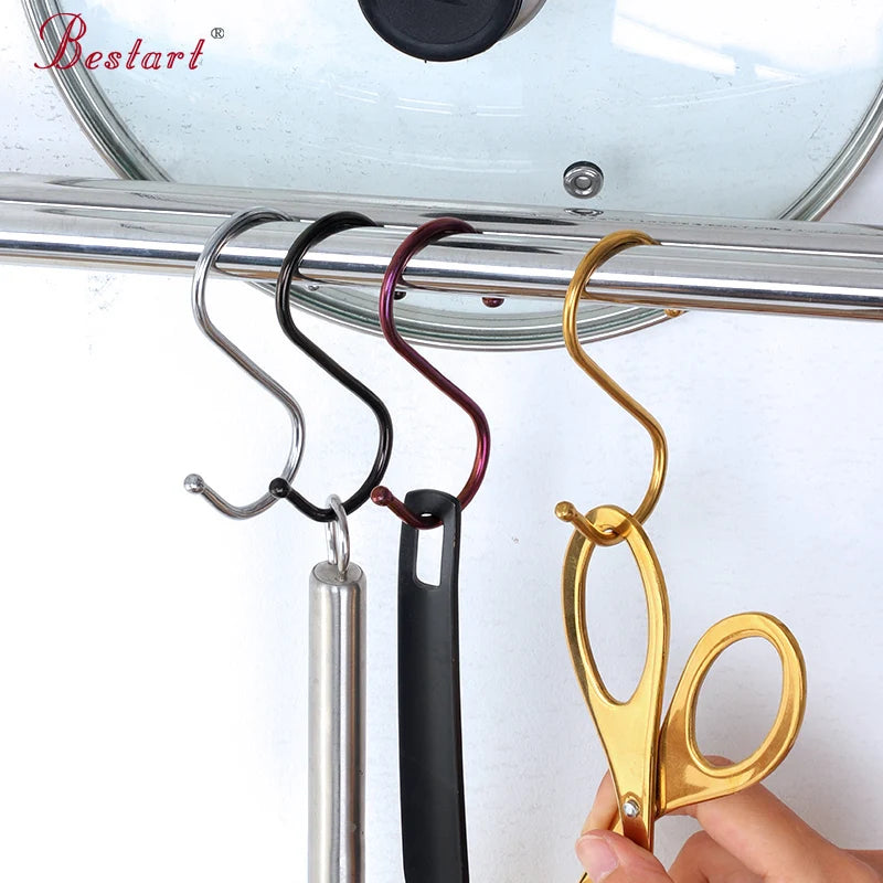 Wholesale Metal S Hook Multifunctional  Kitchen Stainless Steel Free Punching Double Head Hanging Hook