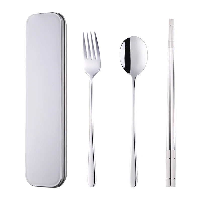 ODM/OEM Hot Sale Stainless Steel 304 Fork Titanium Chopsticks Spoon Portable Camping Cutlery Set