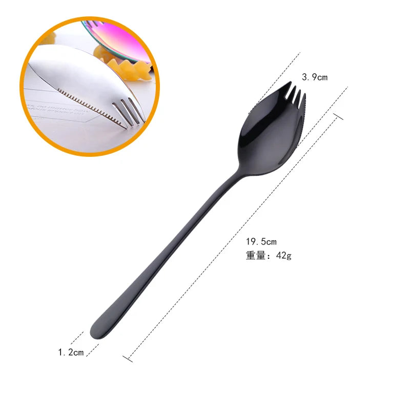 New Product Integrated Spork Forks Stainless Steel Spoon with Fork Teeth
