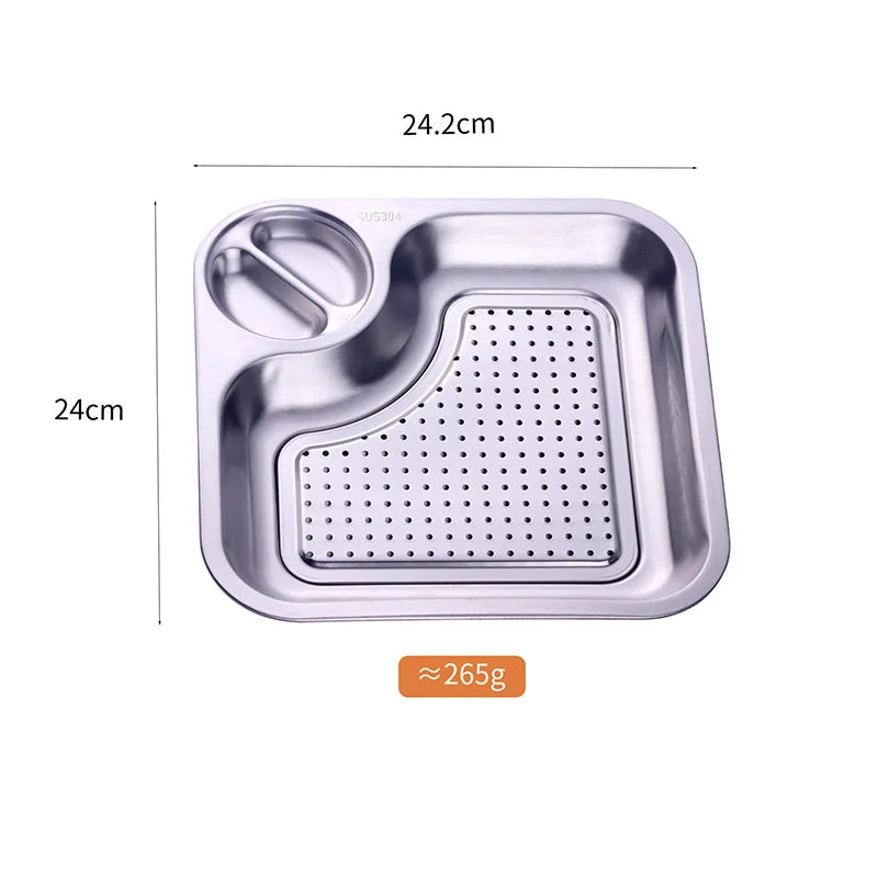 Kitchen Accessories Dinnerware Suppliers Restaurant Stainless Steel French Fries Dumpling Serving Plate with Dish