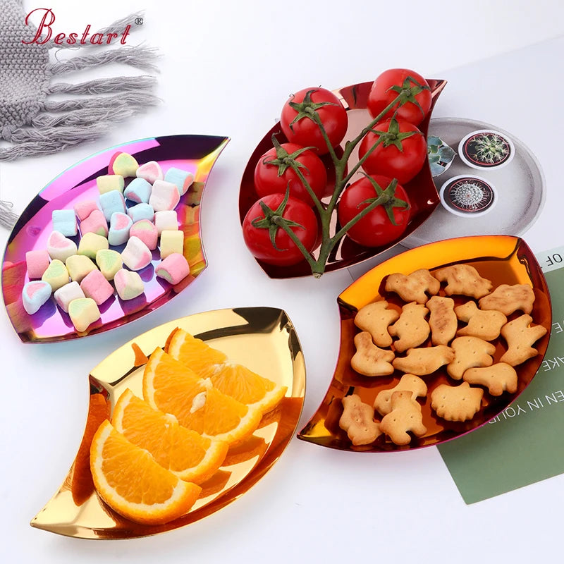 Kitchen Dinner Candy Plates Stainless Steel Creative Dessert Snacks Dishes for Restaurant