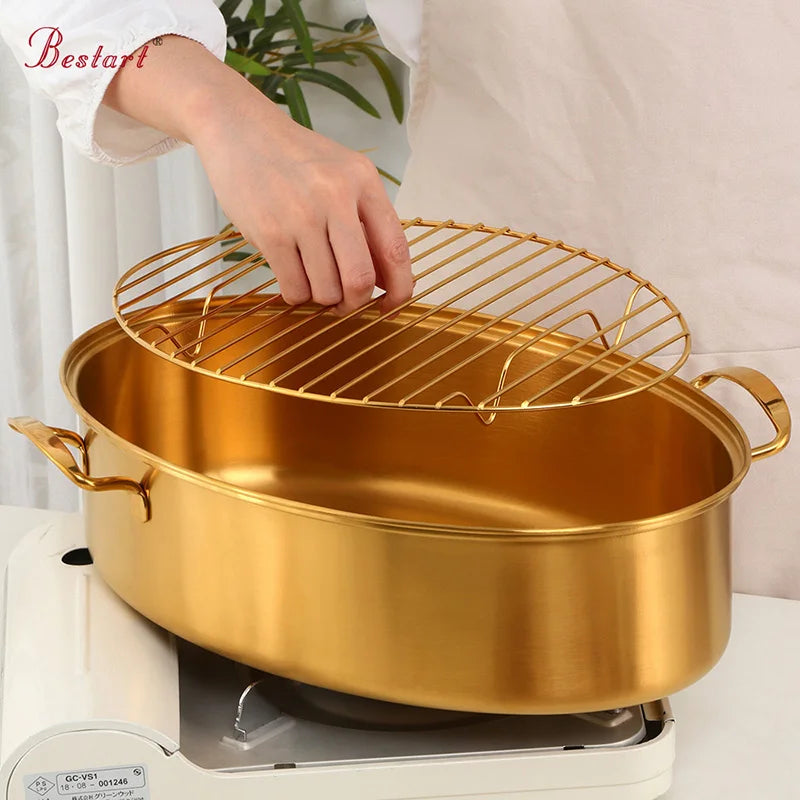 Oyster Steamer Pot Steamed Tray Stainless Steel 18/10 Oval Steamer Steamed Fish Food Steamer Pot