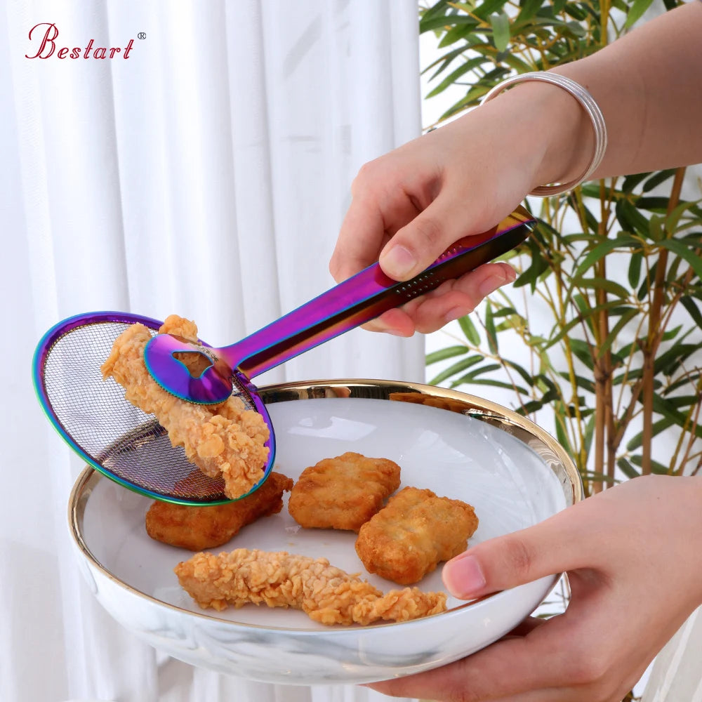 Multi-functional Kitchen Tools Stainless Steel Colander Food Filter Spoon With Clip