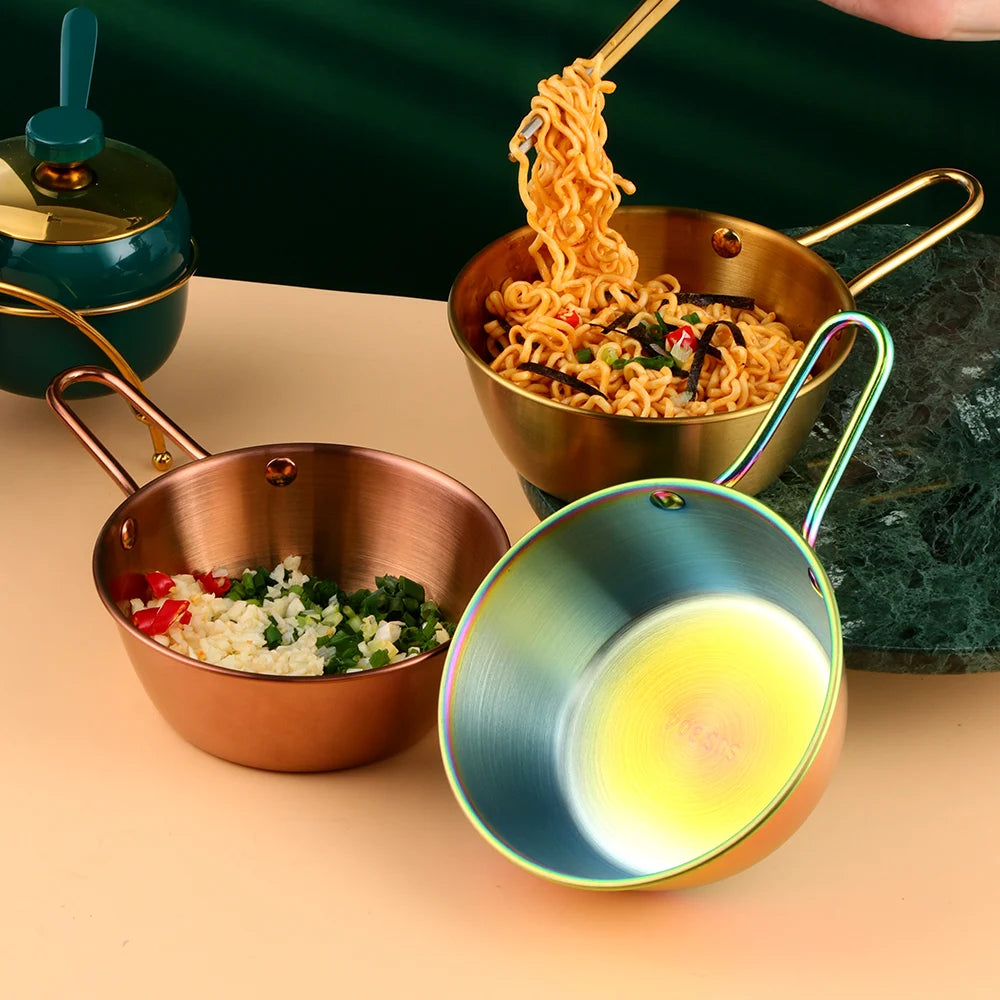 Multifunctional Korean Ramen wine stainless steel 304 18/10 Seasoning Mixing dish serving bowl with handle