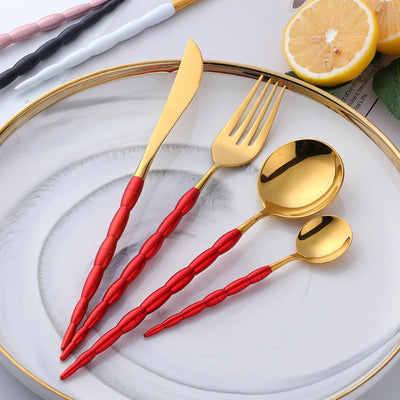Cheap Luxurious Matte/mirror Stainless Steel Gold Coffee Spoons Forks and Knives for Events Bulk Cutlery