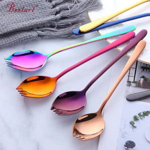 New Product Integrated Spork Forks Stainless Steel Spoon with Fork Teeth