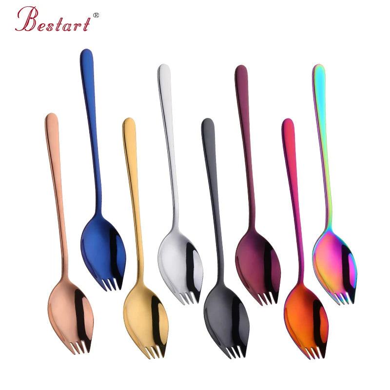 New Product Integrated Spork Forks Stainless Steel Spoon with Fork Teeth
