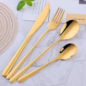 Low Price Kitchen Cutlery Stainless Steel 18/8 Flatware Set Spoon Fork Knife Black Tableware Set