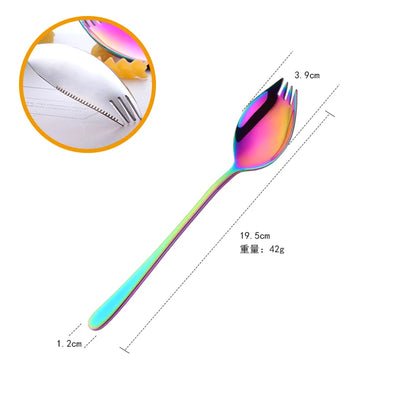 New Product Integrated Spork Forks Stainless Steel Spoon with Fork Teeth