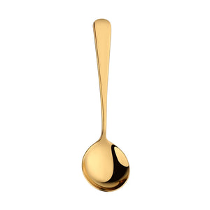 Coffee Dessert Rice Ice Cream Stainless Steel Colorful Honey Round Gold Spoon With Custom Logo