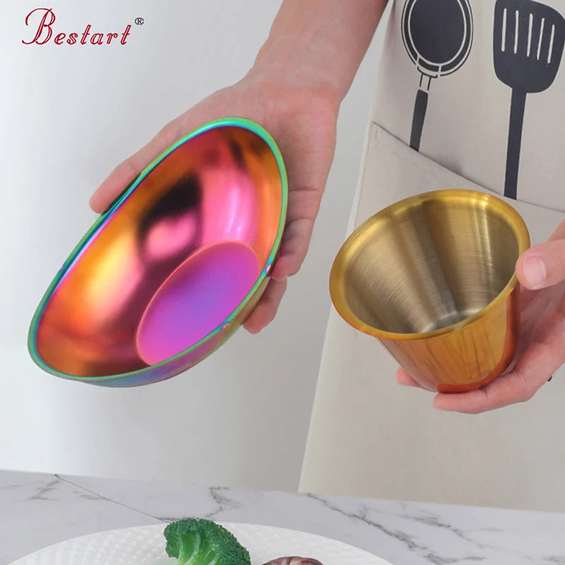 Restaurant Snack Fruit Food Metal Gold Bowl 304 Stainless Steel Mixing Bowls Salad Serving Bowls