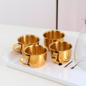 Custom logo Gold Portable Travel Drinking Cups Shot Glass with Black Cheap Stainless Steel Mini Wine Cup Set