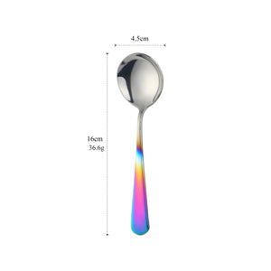 Coffee Dessert Rice Ice Cream Stainless Steel Colorful Honey Round Gold Spoon With Custom Logo