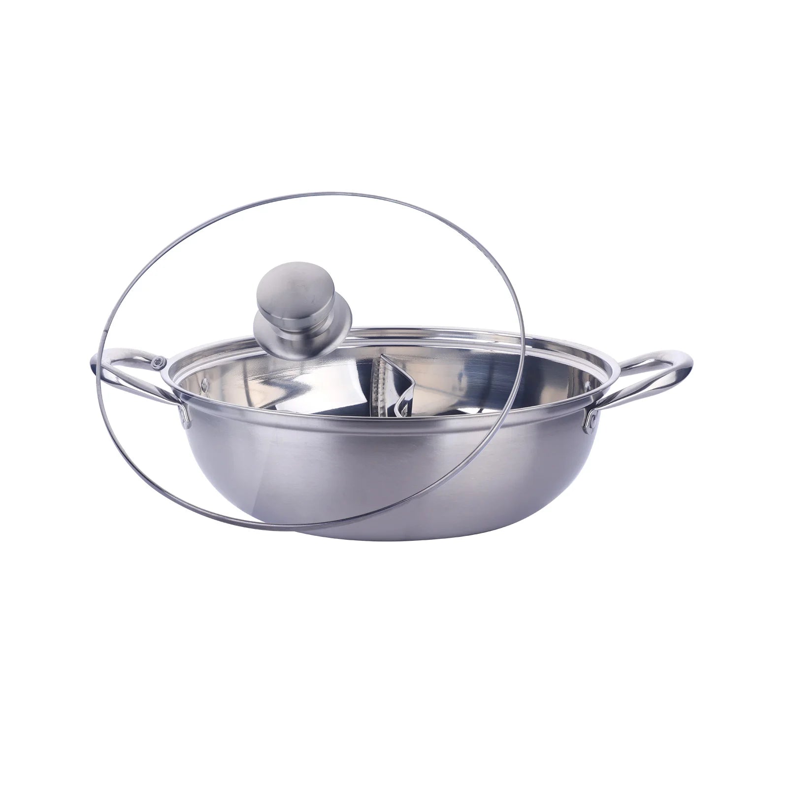 304 Food Grade Stainless Steel Shabu Shabu Hot pot with Divider&Lid for Induction Cooktop Gas Stove Dual Sided Soup Cookware