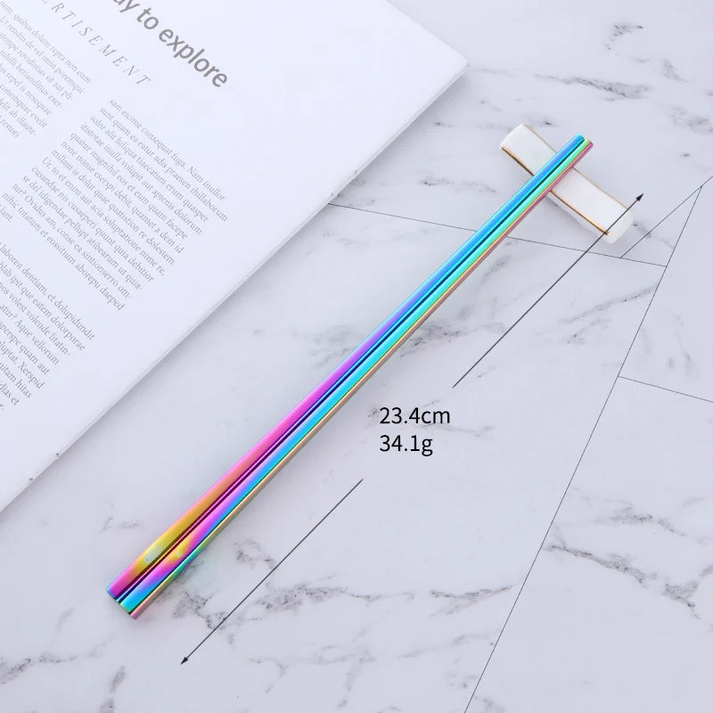 Best Selling Products Non-slip Square Shape Chinese Metal Stainless Steel Logo Custom Chopsticks