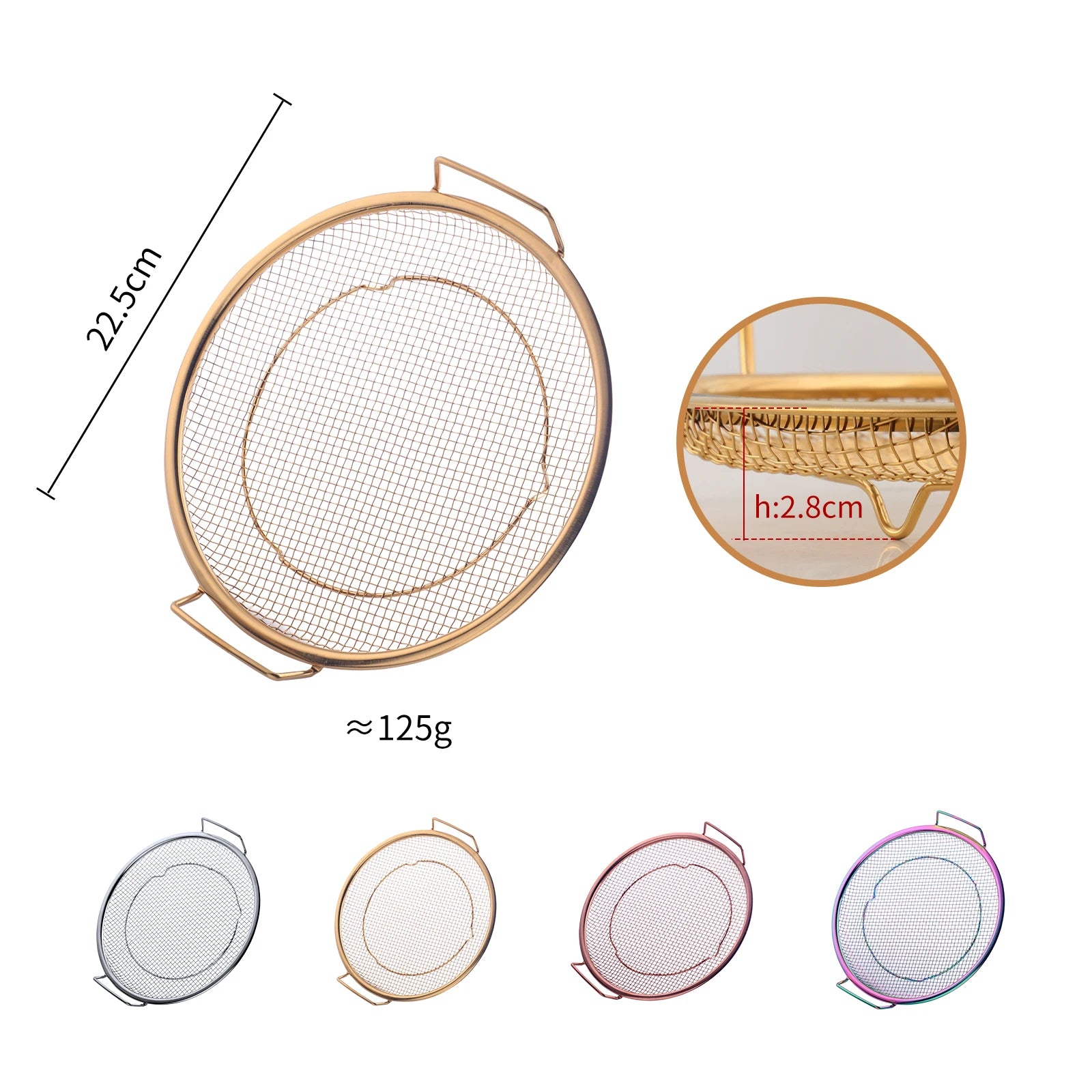 Kitchen Accessories Tools Multi-functional Round Stainless Steel Wash Fruit Flour Vegetable Storage Basket with Handle