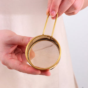 Kitchen Baking Tools Colander Gold Fine Mesh Strainers Tea Flour Sifter Stainless Steel Flour Sieve