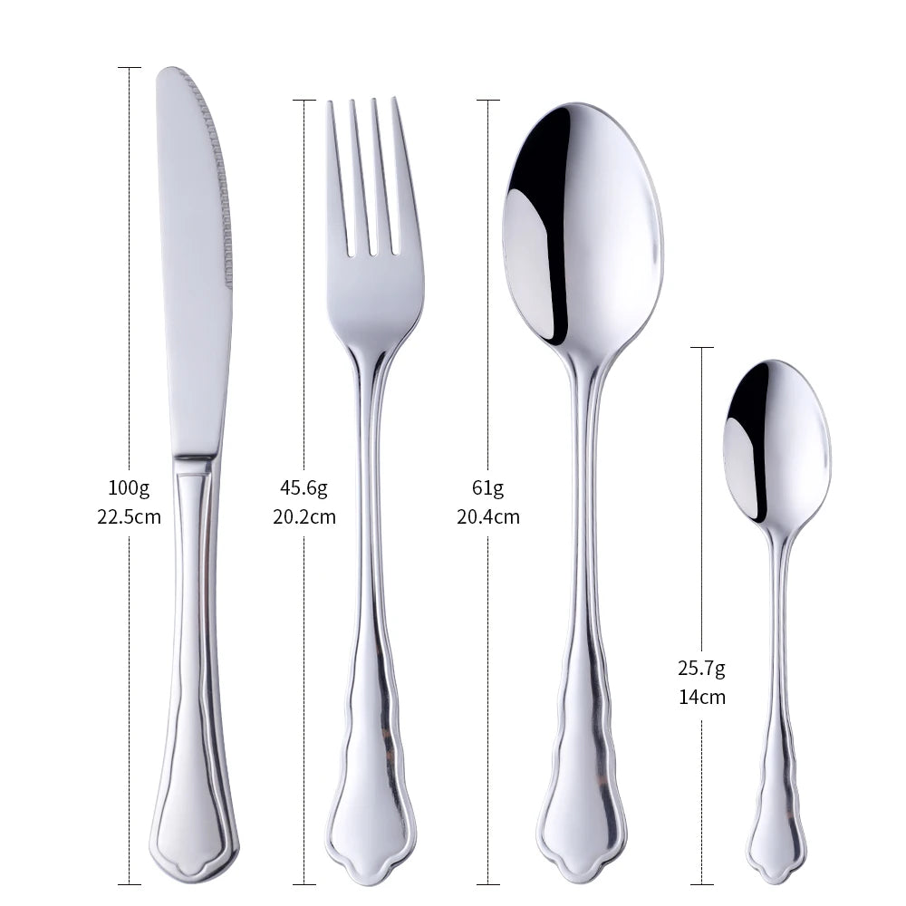 ODM/OEM Modern Ware Restaurant Dinner Silverware Set Bulk Gold Flatware Modern Hotel Silver Cutlery Stainless Steel Party
