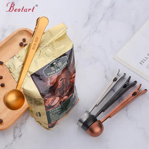 Cooking Tools Stainless Steel Metal Coffee Measuring Spoon Scoop With Bag Clip