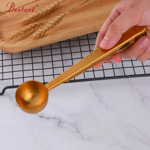 Cooking Tools Stainless Steel Metal Coffee Measuring Spoon Scoop With Bag Clip