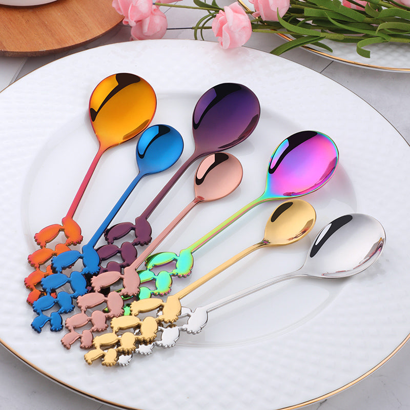 Wholesale Cheap Stainless Steel Korean Long Handle Spoon Coffee Stirring Dinner Spoon