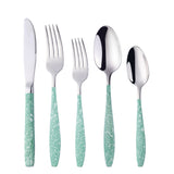 Luxury Dinnerware Mirror Polish Stainless Steel Green Cutlery for Wedding Tableware