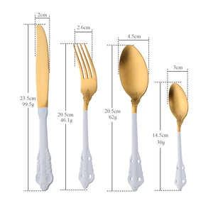 Eco Friendly Royal Vintage Flatware Gold Plated Silverware Stainless Steel Luxury Cutlery Set