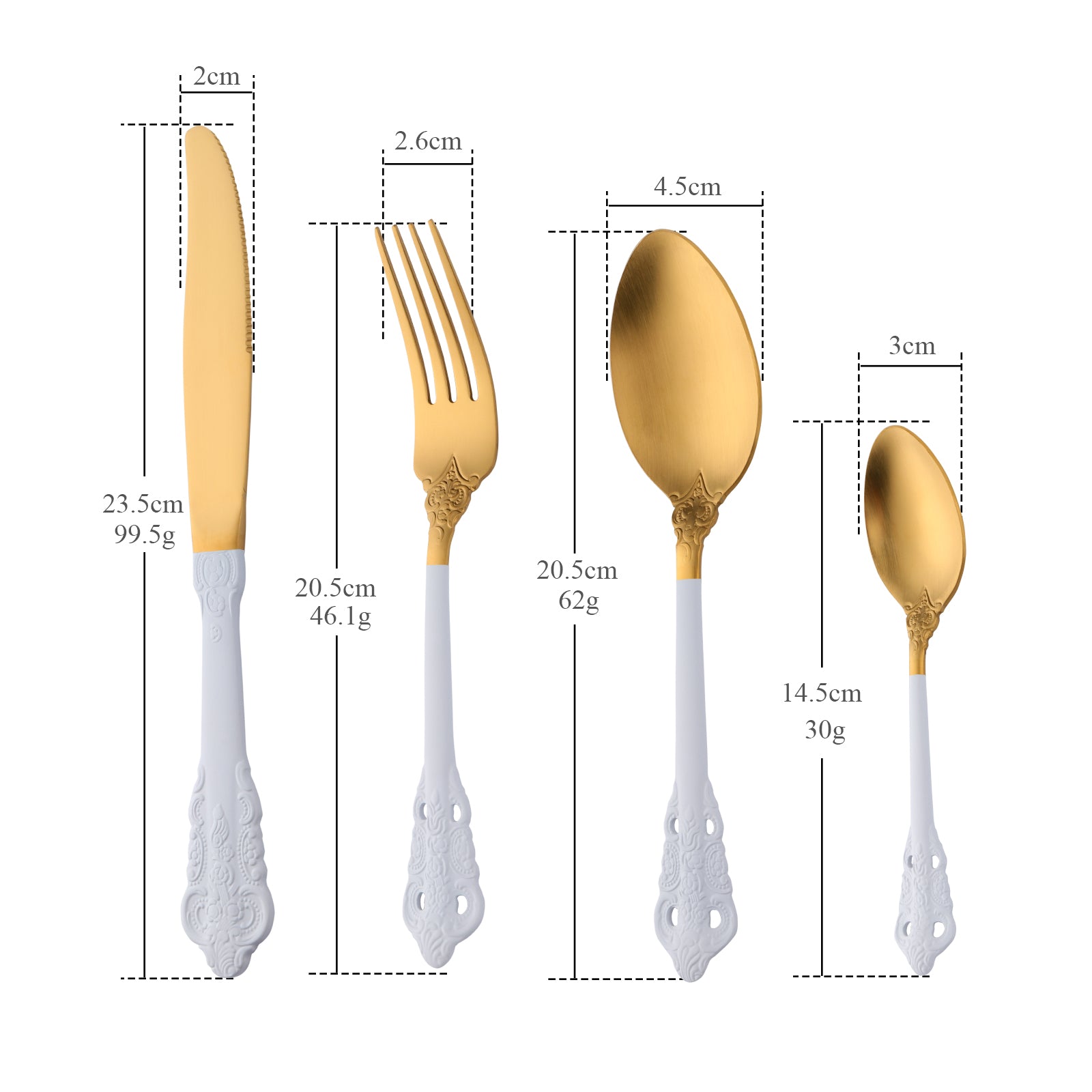 Eco Friendly Royal Vintage Flatware Gold Plated Silverware Stainless Steel Luxury Cutlery Set