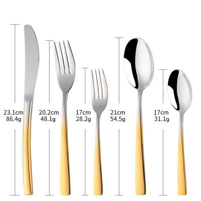 304 Stainless Steel Tableware Mirror Polish Gradated Gold Flatware for Wedding Party Bar