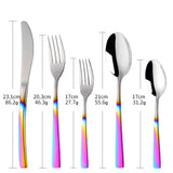 Bulk Sale 304 Stainless Steel Tableware Gradated Rainbow Mirror Polish Flatware for Party Bar