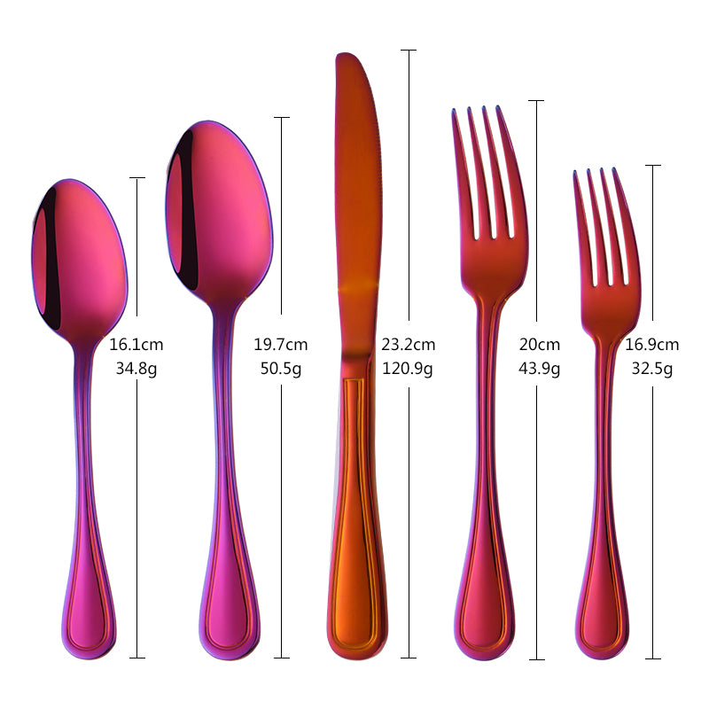 Wholesale Christmas 5pc Silver Mirror Polished Knife Fork Spoon Cutlery 304 Stainless Steel Silverware Flatware Sets