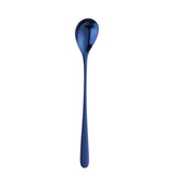 Short Handle Stainless Steel Ice Spoon Colorful Kitchen Cold Drink Fruit Mixing Spoons Coffee Ice Cream Small Dessert Scoop 1PC