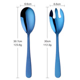 Buyer Star Long Salad Spoon and Fork 2 Pcs Colorful Tableware Sets 304 Stainless for Restaurant