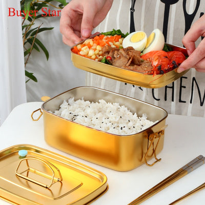 Buyerstar Stainless Steel Double Layers Lunch Box