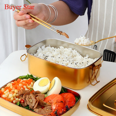 Buyerstar Stainless Steel Double Layers Lunch Box