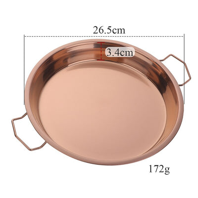 Buyerstar Stainless Steel Round Dinner Plate with Double Ear Handle