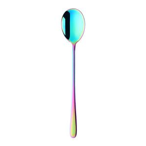 Colorful Coffee Spoon Stainless Steel Long Handle Tablespoon Korean Mixing Spoons Set Dessert Long Ice Kitchen Scoop