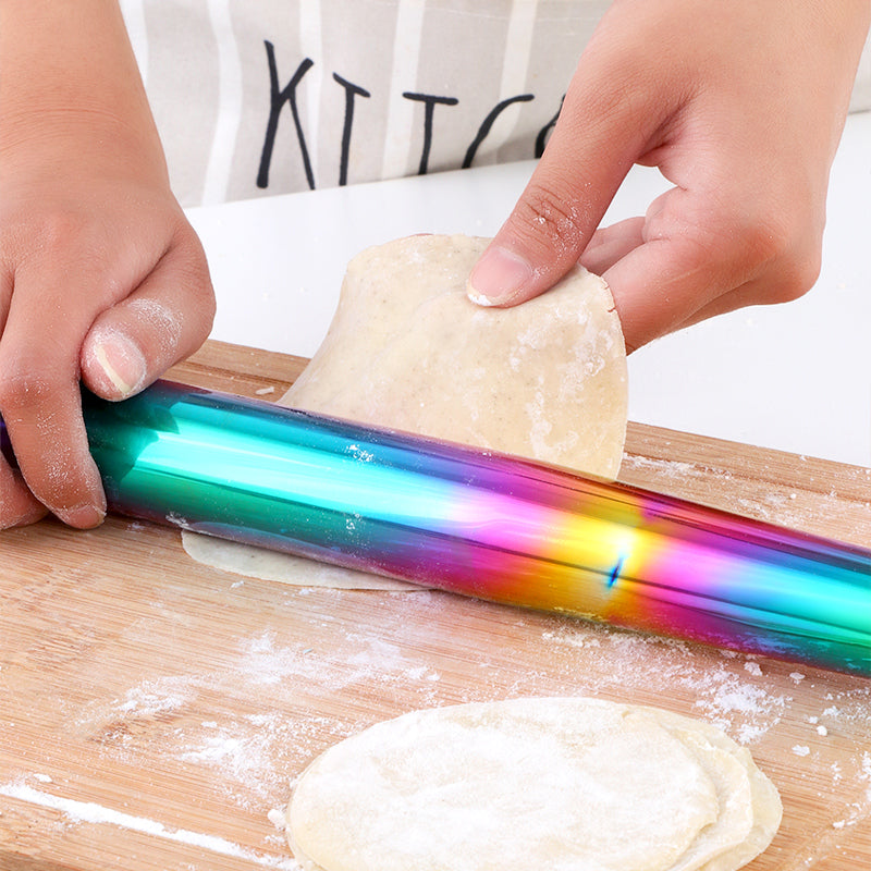 Buyer Star Stainless Steel Non-Stick Rolling Pin Dough Roller Bake Pizza Kitchen Utensil