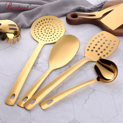 Buyerstar Stainless Steel Kitchen Utensils Set Scoop Spoon Long Handle Cooking Serving Tools