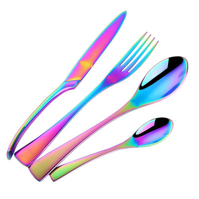 Red Cutlery Knife Set Stainless Steel Hotel Food Tableware Flatware Steak Knives Forks Spoons Western Dinnerware Sets