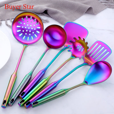 6pcs Kitchen tools stainless steel cooking kitchenware Utensils set spoon,soup ladle,spatula